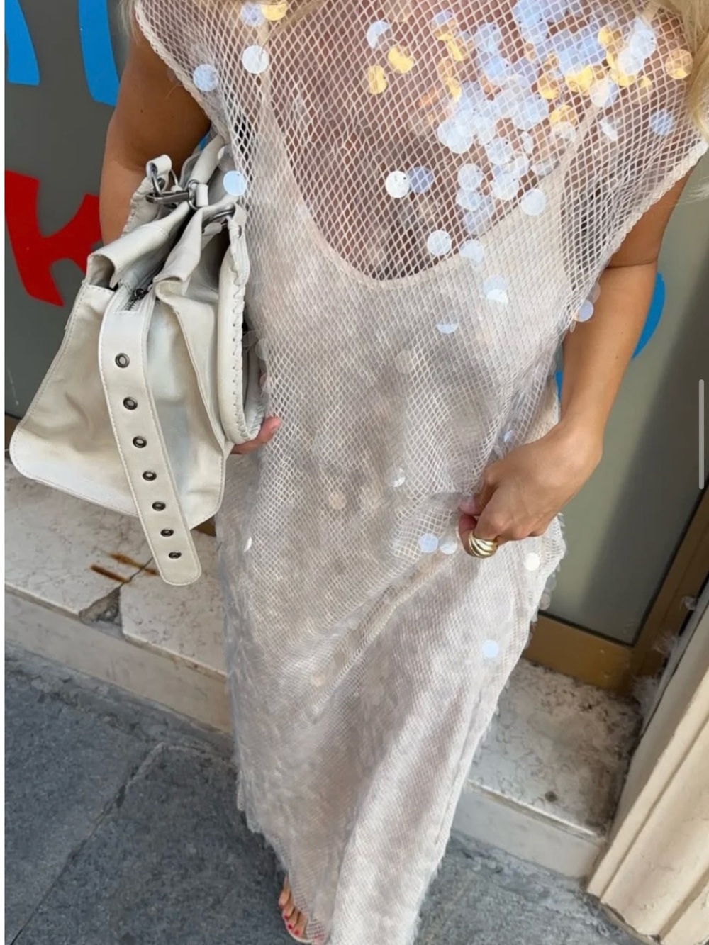Astrid Sequin Maxi Dress Cream